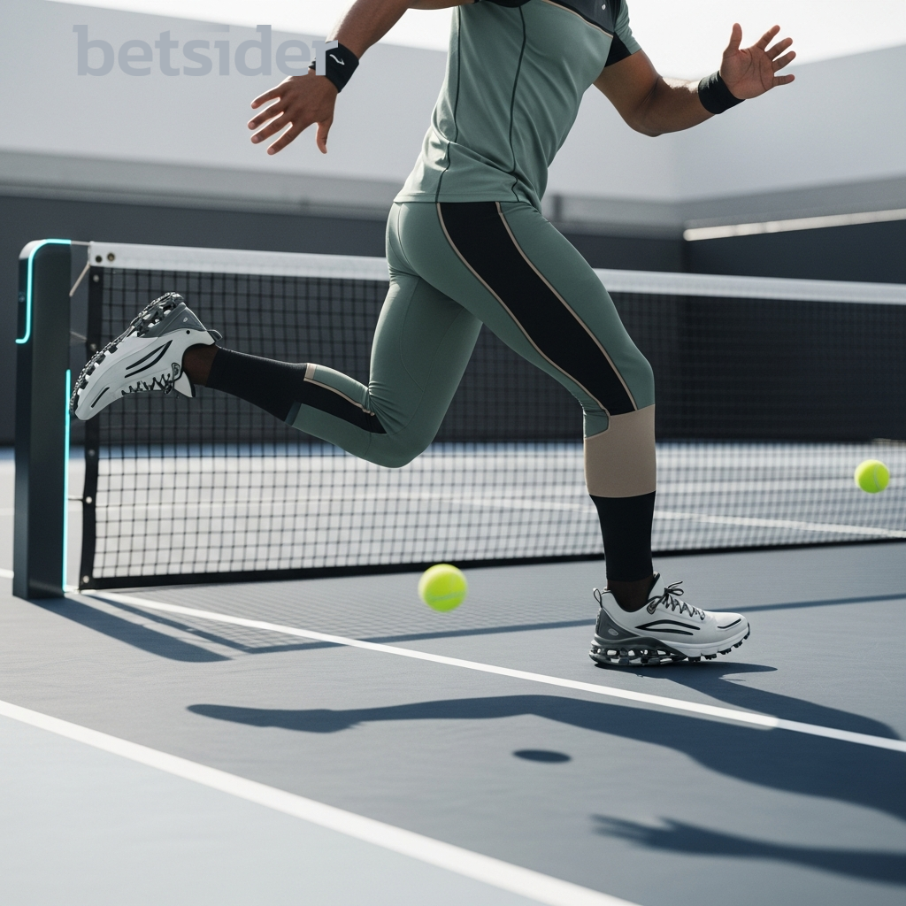 Tennisspieler schlägt einen Ball auf dem Platz