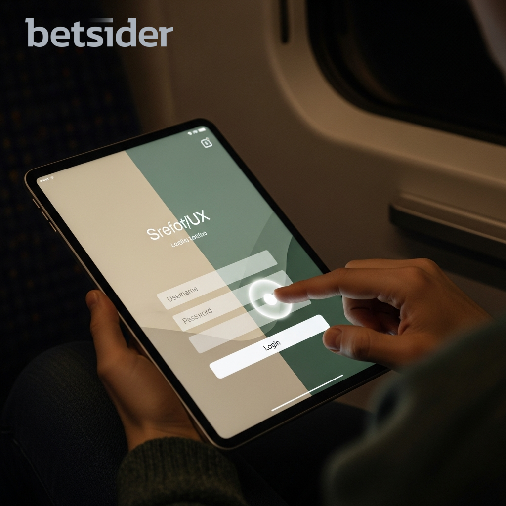 Person, die sich auf einem Tablet bei Betsider anmeldet